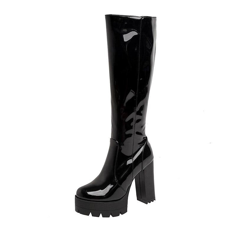 Stivali lunghi con plateau borchiati Faith da donna