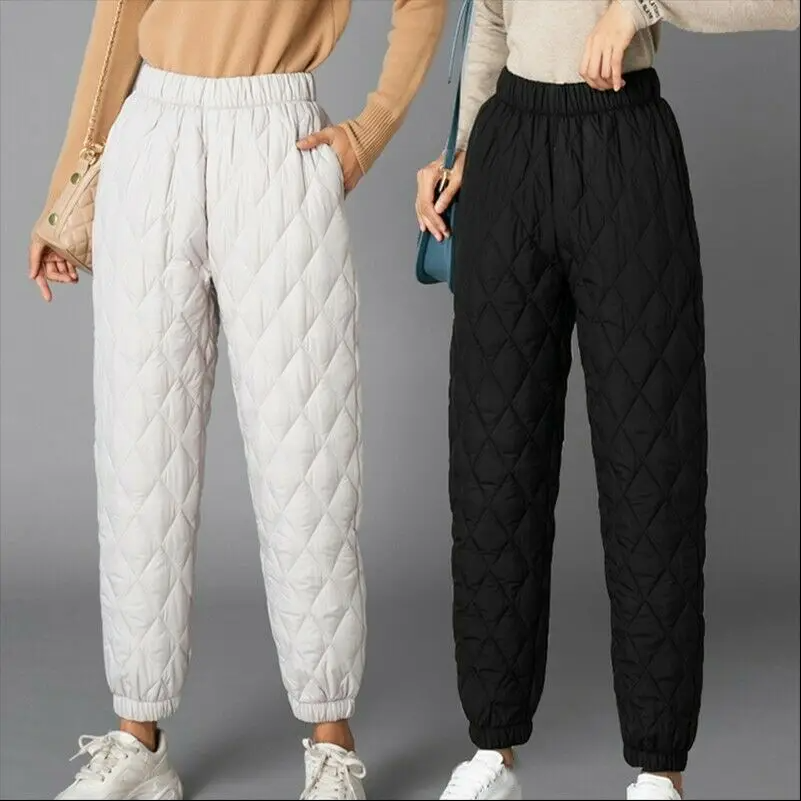 Comodi pantaloni da jogging imbottiti a vita alta da donna