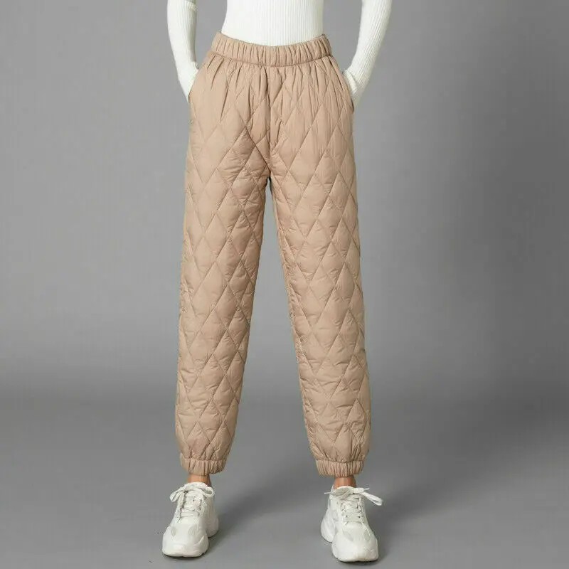 Comodi pantaloni da jogging imbottiti a vita alta da donna