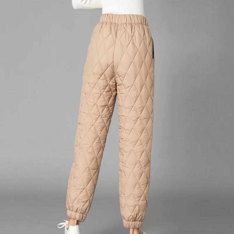 Comodi pantaloni da jogging imbottiti a vita alta da donna