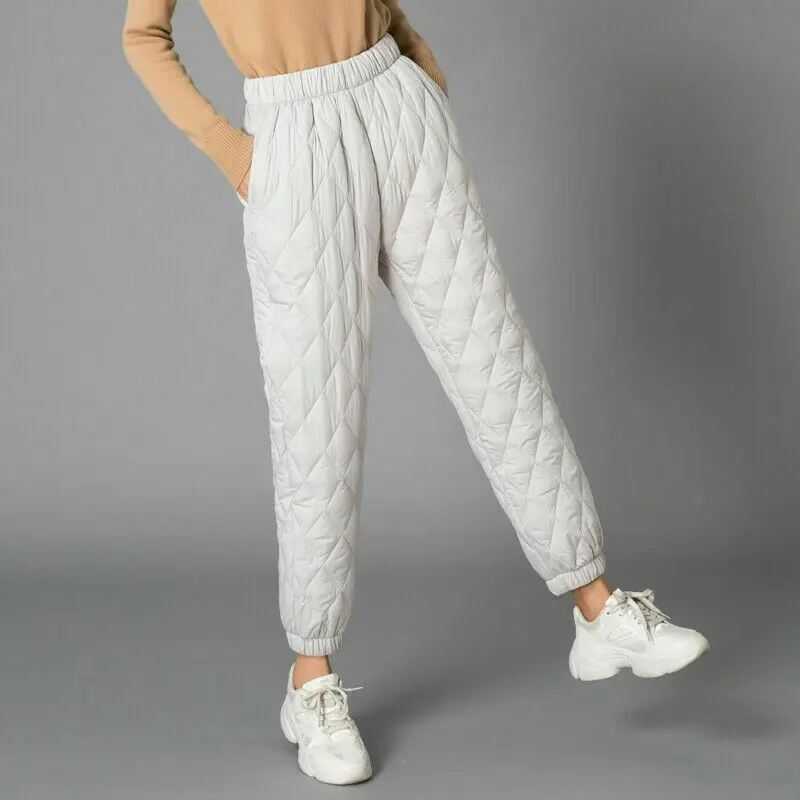 Comodi pantaloni da jogging imbottiti a vita alta da donna