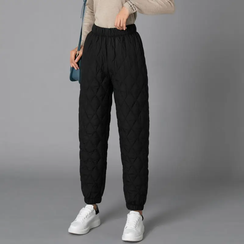 Comodi pantaloni da jogging imbottiti a vita alta da donna