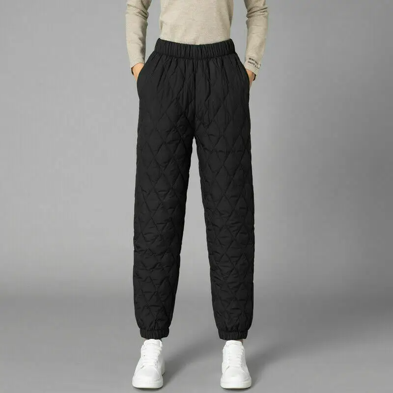 Comodi pantaloni da jogging imbottiti a vita alta da donna