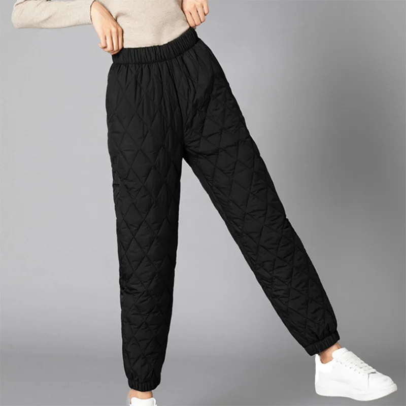 Comodi pantaloni da jogging imbottiti a vita alta da donna