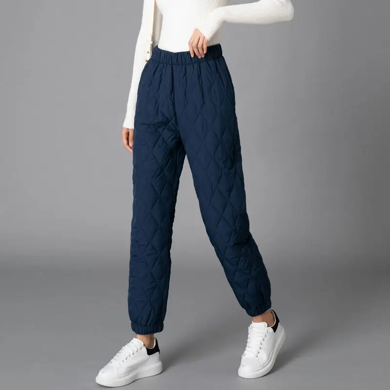 Comodi pantaloni da jogging imbottiti a vita alta da donna