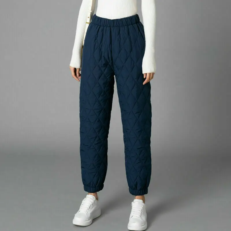 Comodi pantaloni da jogging imbottiti a vita alta da donna