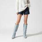 Stivali da donna stile denim al ginocchio