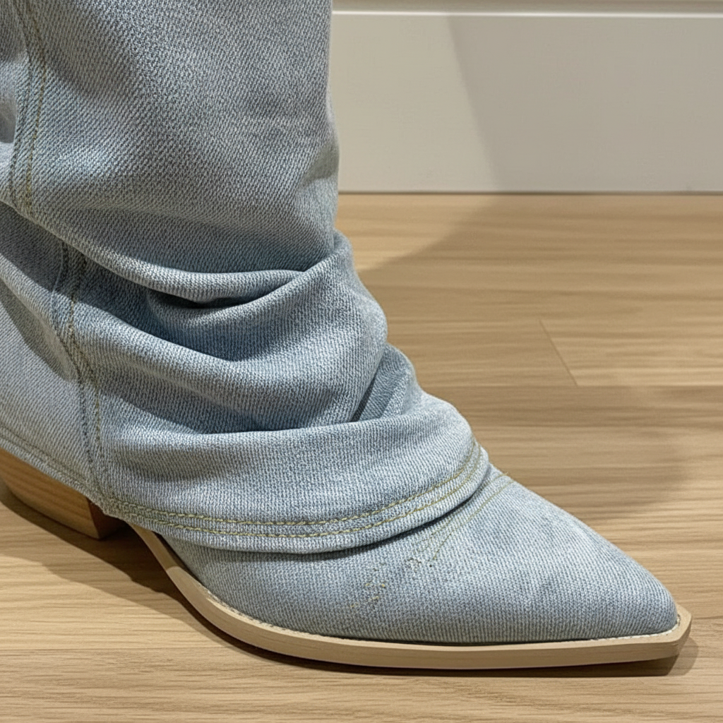 Stivali da donna stile denim al ginocchio