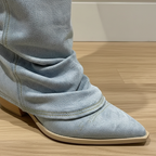 Stivali da donna stile denim al ginocchio