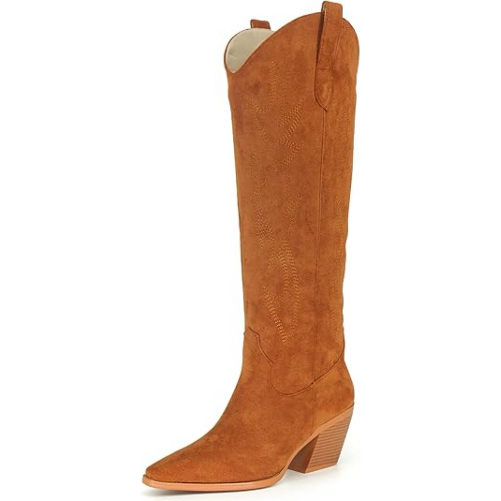 Stivali da cowboy al ginocchio ricamati da donna