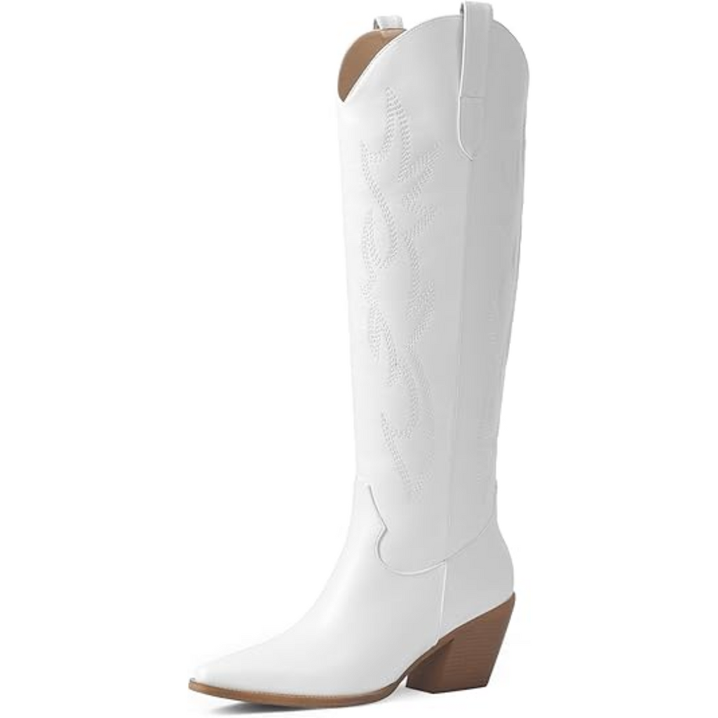 Stivali da cowboy al ginocchio ricamati da donna