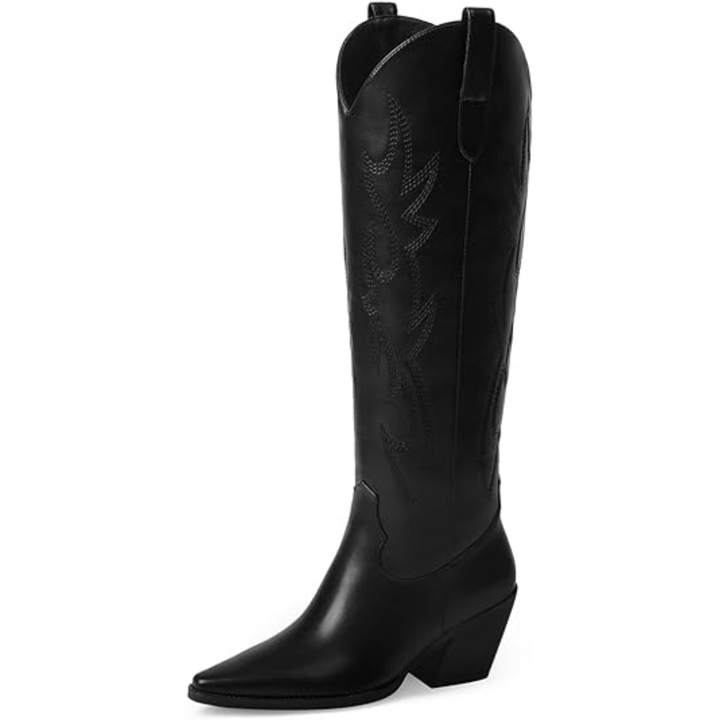 Stivali da cowboy al ginocchio ricamati da donna