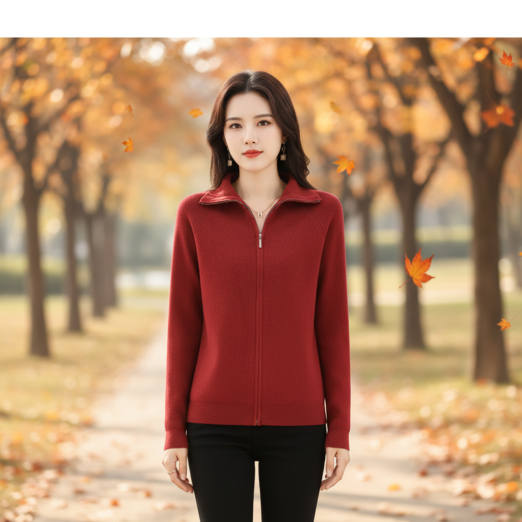Gilet in maglia da donna con doppia cerniera