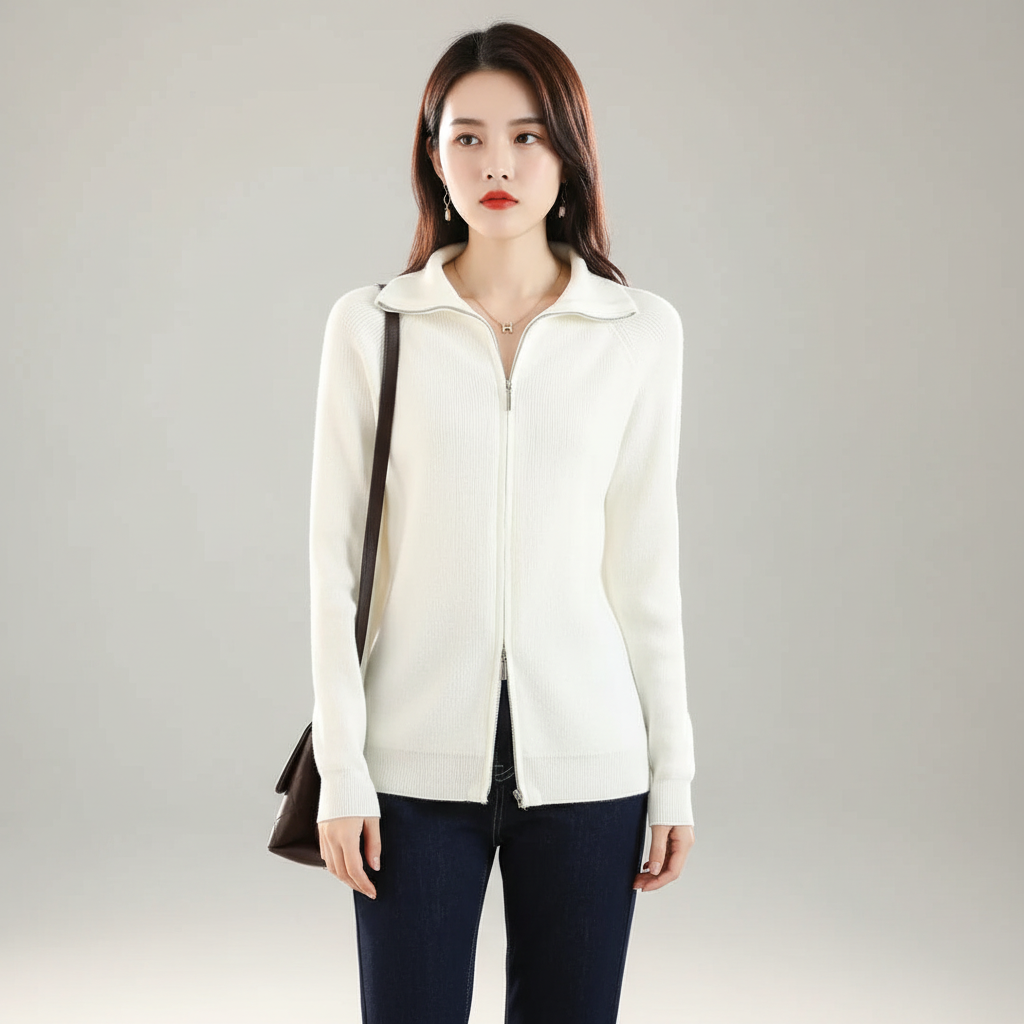 Gilet in maglia da donna con doppia cerniera