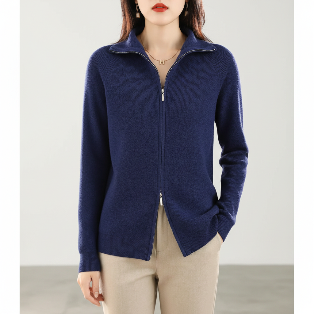 Gilet in maglia da donna con doppia cerniera