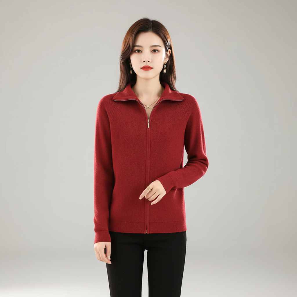 Gilet in maglia da donna con doppia cerniera