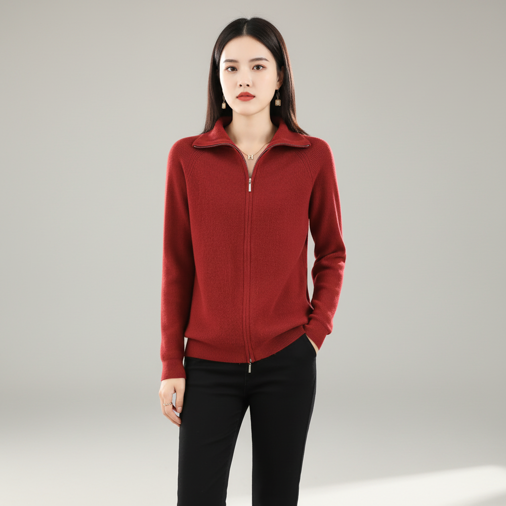 Gilet in maglia da donna con doppia cerniera