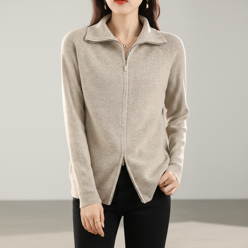 Gilet in maglia da donna con doppia cerniera