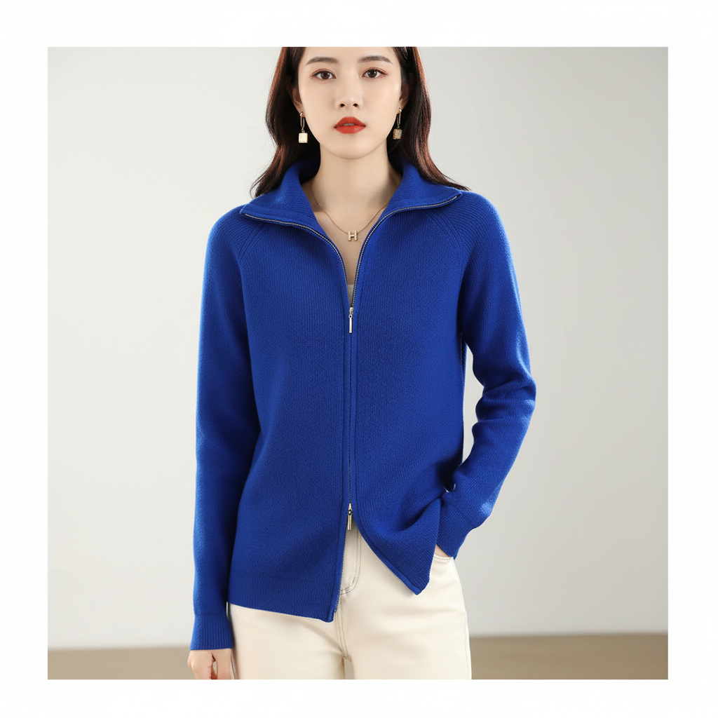 Gilet in maglia da donna con doppia cerniera