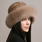 Lussuoso cappello in pelliccia di visone da donna per il calore invernale