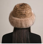Lussuoso cappello in pelliccia di visone da donna per il calore invernale