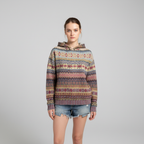 Felpa con cappuccio in pile fantasia da donna