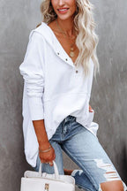 Felpa con cappuccio tunica rilassata da donna - Felpa pullover lunga e senza sforzo