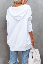 Felpa con cappuccio tunica rilassata da donna - Felpa pullover lunga e senza sforzo