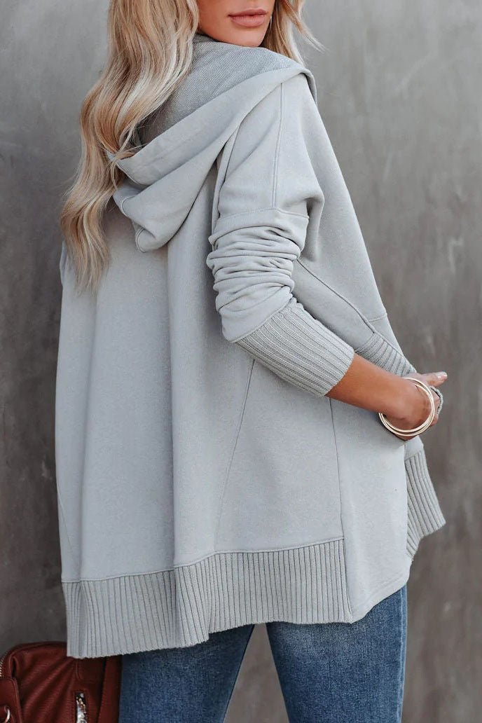 Felpa con cappuccio tunica rilassata da donna - Felpa pullover lunga e senza sforzo