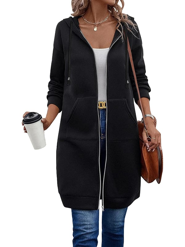Donna | felpa con cappuccio in pile con zip rilassata