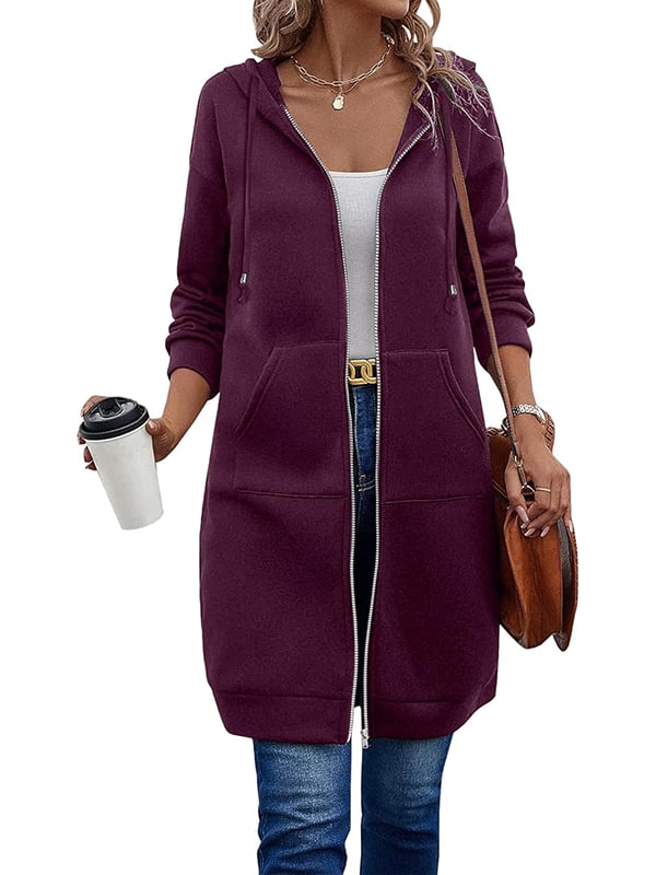 Donna | felpa con cappuccio in pile con zip rilassata