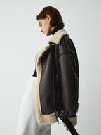 Giacca da aviatore marrone alla moda da donna
