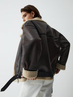 Giacca da aviatore marrone alla moda da donna