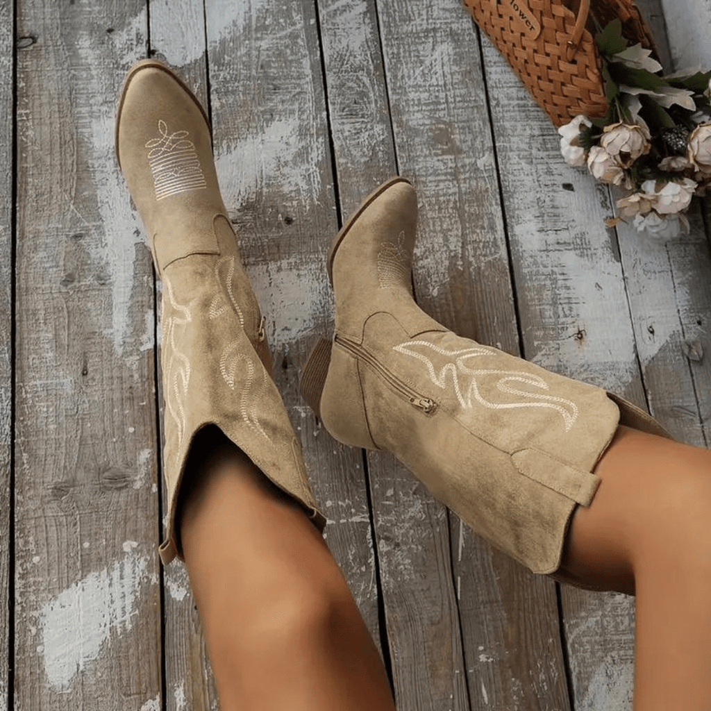 Stivali da cowboy alla moda da donna con cerniera laterale facile