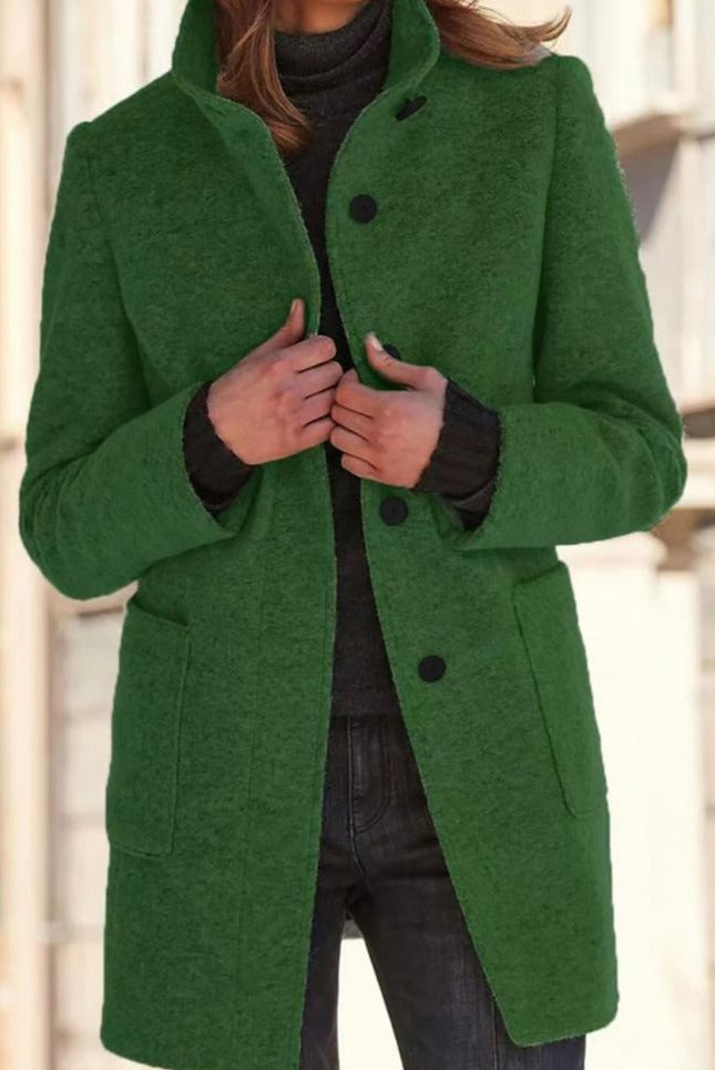 Cappotto di media lunghezza su misura da donna - Chiusura con bottoni per lavoro e tempo libero