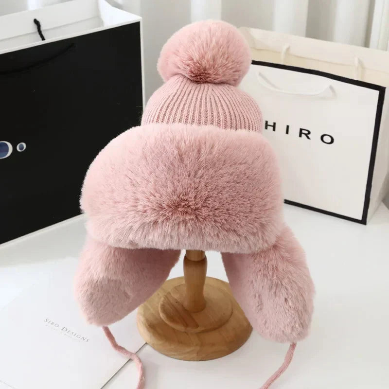 Cappello da sci invernale con paraorecchie da donna