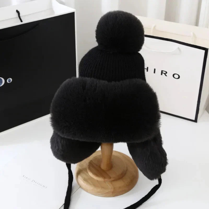 Cappello da sci invernale con paraorecchie da donna