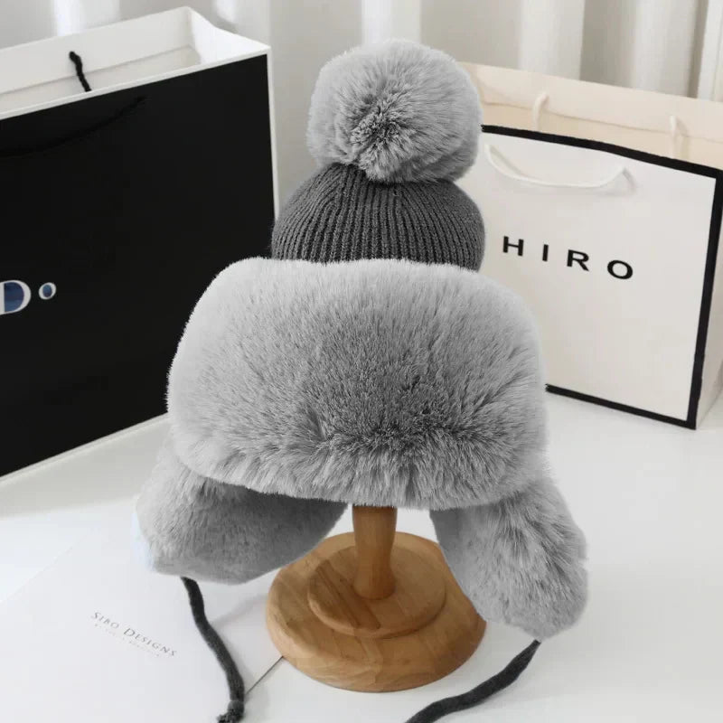 Cappello da sci invernale con paraorecchie da donna