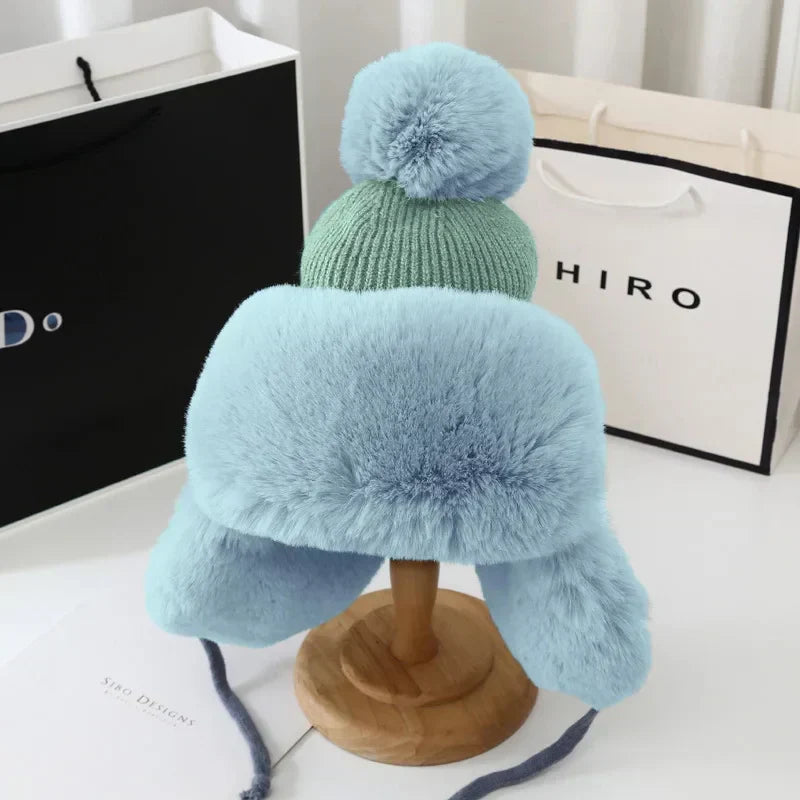 Cappello da sci invernale con paraorecchie da donna
