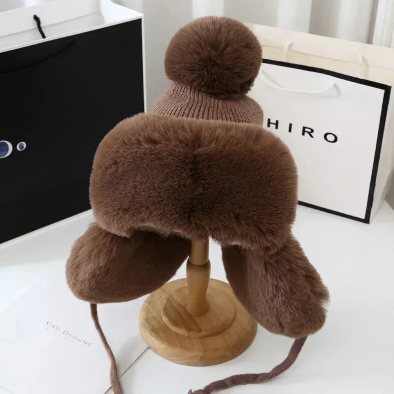 Cappello da sci invernale con paraorecchie da donna