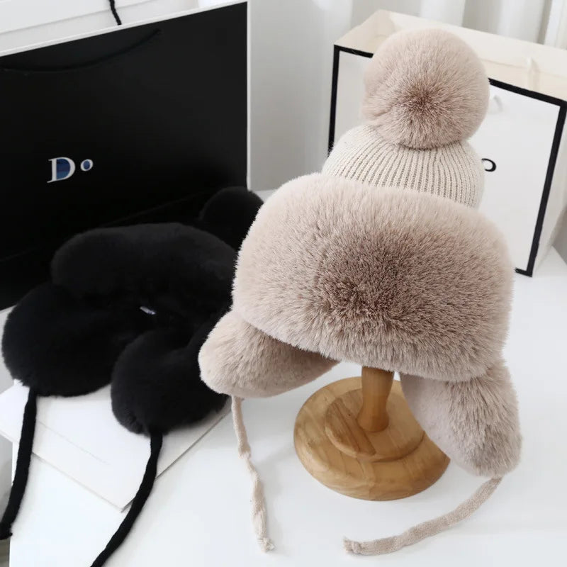 Cappello da sci invernale con paraorecchie da donna