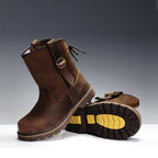 Stivaletti da neve alla caviglia in pelle vintage da donna