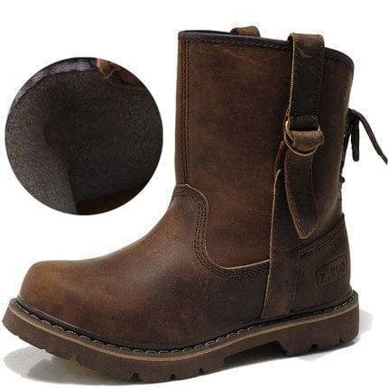 Stivaletti da neve alla caviglia in pelle vintage da donna