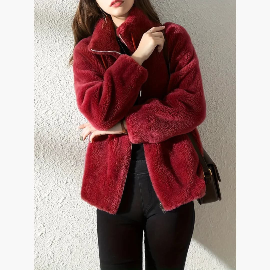 Giacca da donna con cappotto Teddy con cerniera, calda e casual