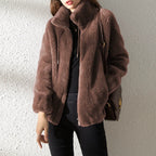 Giacca da donna con cappotto Teddy con cerniera, calda e casual