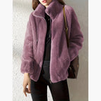 Giacca da donna con cappotto Teddy con cerniera, calda e casual
