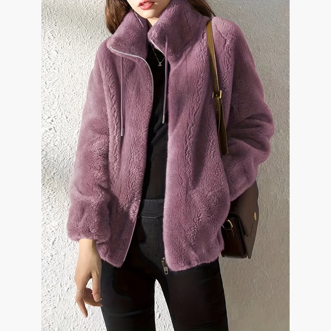 Giacca da donna con cappotto Teddy con cerniera, calda e casual