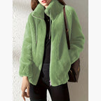 Giacca da donna con cappotto Teddy con cerniera, calda e casual