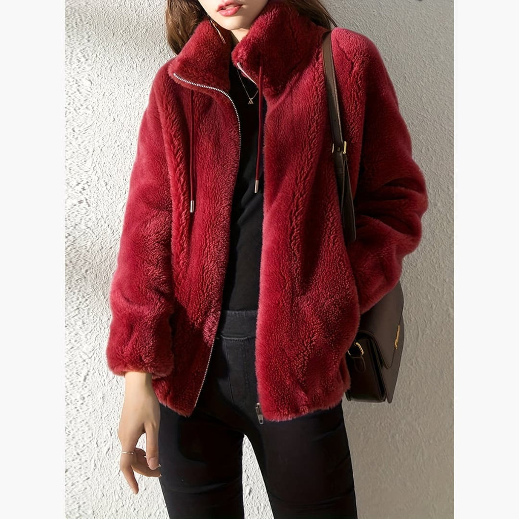 Giacca da donna con cappotto Teddy con cerniera, calda e casual