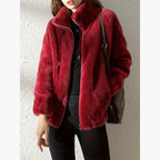 Giacca da donna con cappotto Teddy con cerniera, calda e casual